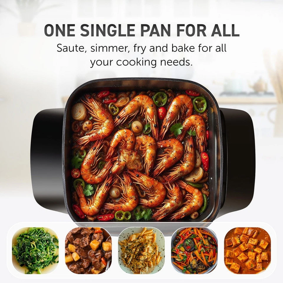 Sartenes eléctricas Elite Cuisine con tapa ventilada de vidrio templado Foto 3 de 3