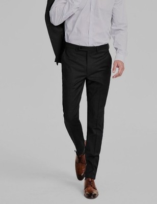 Calvin Klein Men's Black Wool Skinny Flat Front Jaff Pants Suit Size 34W-30L