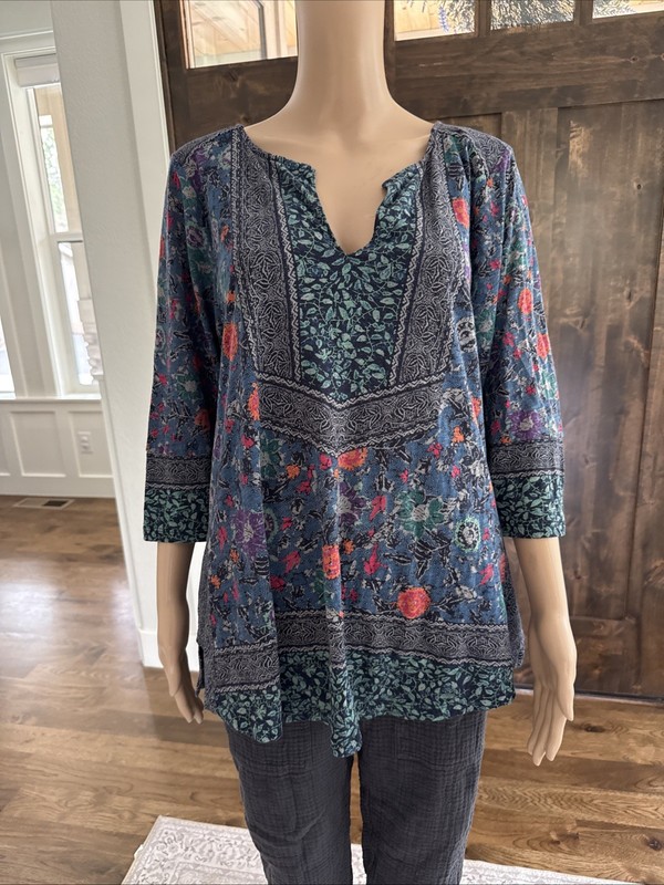 Lucky Brand Women’s Tunic Front 3/4 Sleeve Blouse Size 1X - 026