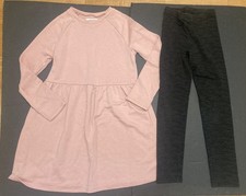 Girl's Old Navy Outfit sz 8 - Lt Pink Sweatshirt Dress w/DK Gray Leggings EUC