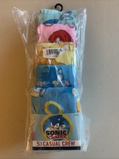 Bioworld Sonic The Hedgehog Crew Socks 5 Pack Men  s 8-12 Knuckles Tails