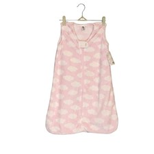 Hudson Baby Sleep Sack Pink White Clouds Fuzzy Zip Up Sleeping Bag 6-12 Mos