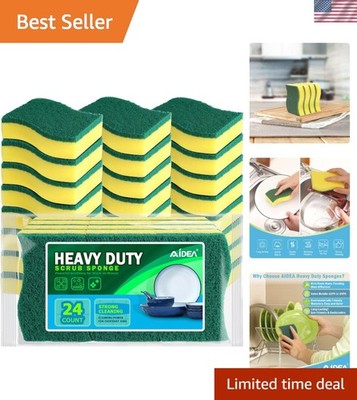 24 Pack Heavy Duty Foam Sponges - Ergonomic Design for Effortless Cleaning