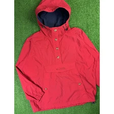 Vintage 90s Columbia Weatherproof Pull Over Anorak Faded Red Light Jacket