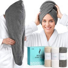 3 Pack Large Microfiber Hair Towel Wrap, 30" x 10" Anti Frizz Quick Dry Hair ...