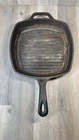 Vintage Lodge USA 8SGP Cast Iron Square Grill Pan Skillet
