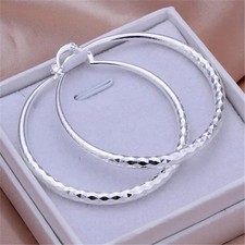 925 Sterling fine Silver 5CM Jewelry Hoop Circle Earrings for Women Fashion gift