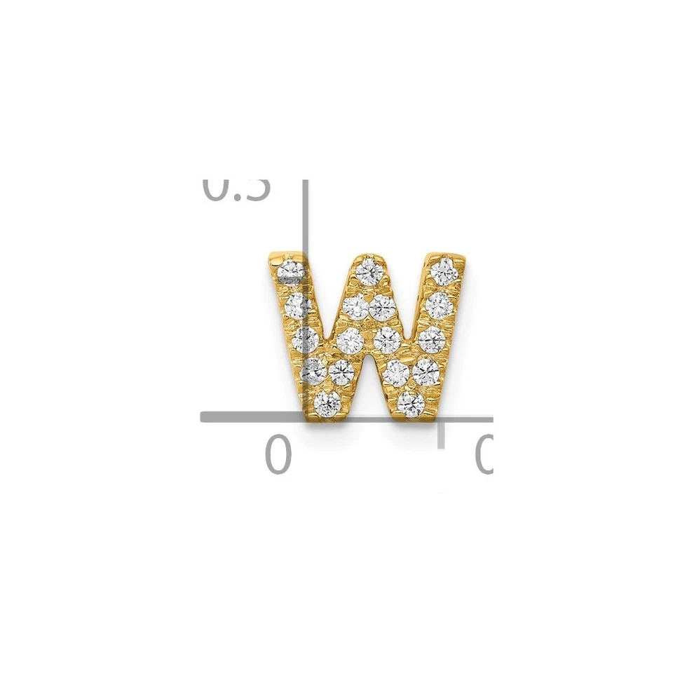 10K Yellow Gold Diamond Initial "W" Letter Charm Pendant L 10.1mm, W 10.51mm - image 4 of 4