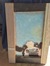 Original Oil Painting By Corrine Galla Jersey Cow In Barn Window Smoochie 4