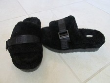 UGG Fluffita Platform Slide Sandals Slippers Womens 7 Faux Sherpa Fur Black