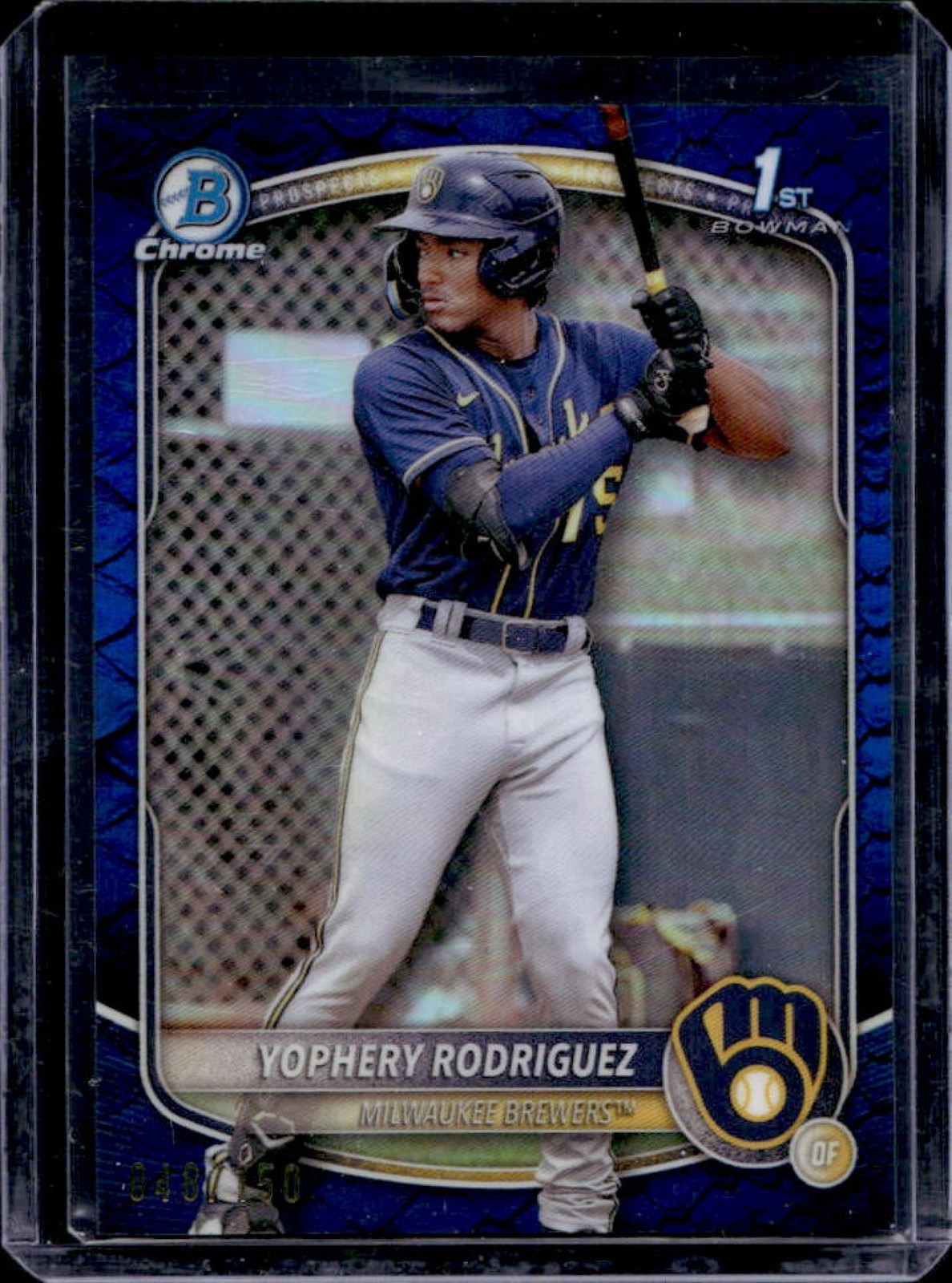 2025 Bowman Yophery Rodriguez Chrome Reptilian Blue Refractor 1st Prospect #/150