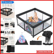 Foldable Baby Playpen 50x50 Inch with Mat Gate Ocean Balls Toddler Travel Yard