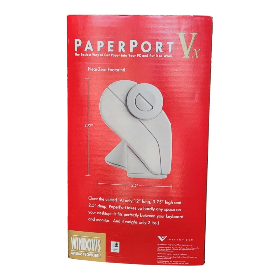 Visioneer Paperport Scanner Vx PR-33001-W Vintage Unused NOS Windows - Image 3 of 4