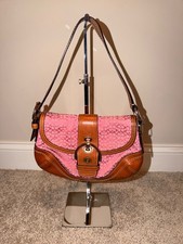 Coach Vintage F10926 Soho Y2K Pink Signature C Canvas Leather Shoulder Bag