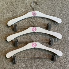 Victoria  s Secret PINK Store Display White Wood Hangers w/Clips Lot Of 3 - USED
