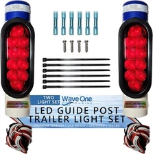 Boat Trailer Guide Post LED Pole Light Set, (DOT White PVC - Red 