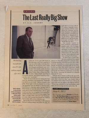Ed Sullivan Last Really Big Show 1996 Magazine Article Print One Page ART7