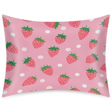 Pink Satin Pillowcase for Hair and Skin, Standard Size Girls Pillow Case Deco...