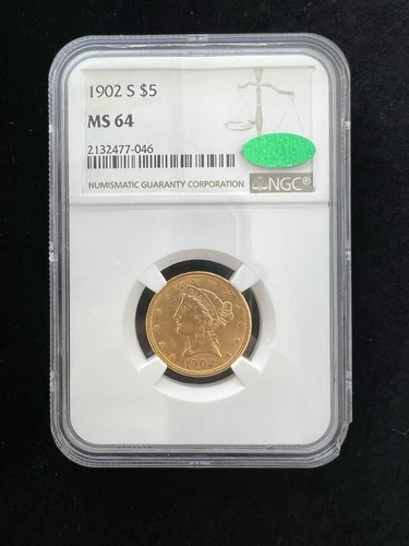 1902-S $5 LIBERTY HEAD HALF EAGLE GOLD COIN **NGC CERTIFIED MS 64