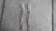 2x kleine versilberte Gabeln mit Silberauflage &ndash; Besteck-Einzelteile