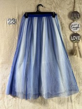 My Michelle girls Formal maxi tull skirt Fully Lined Sz 12 Blue Tull White Lined