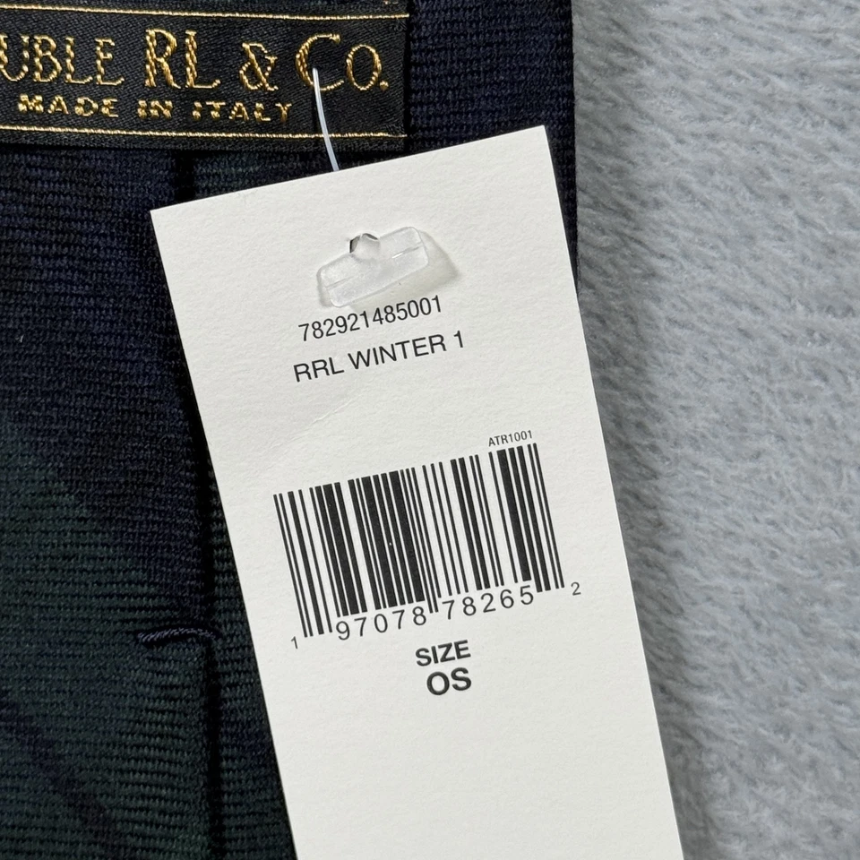 RRL Ralph Lauren Corbata Hombre Talla Única Negro Reloj Tartán Cuadros Lana Hecho a Mano Italia Foto 4 de 4