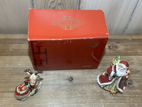 Fitz and Floyd Damascato Vacanze Sale Pepe Shaker Natale Babbo Natale Renna - Foto 8 di 10