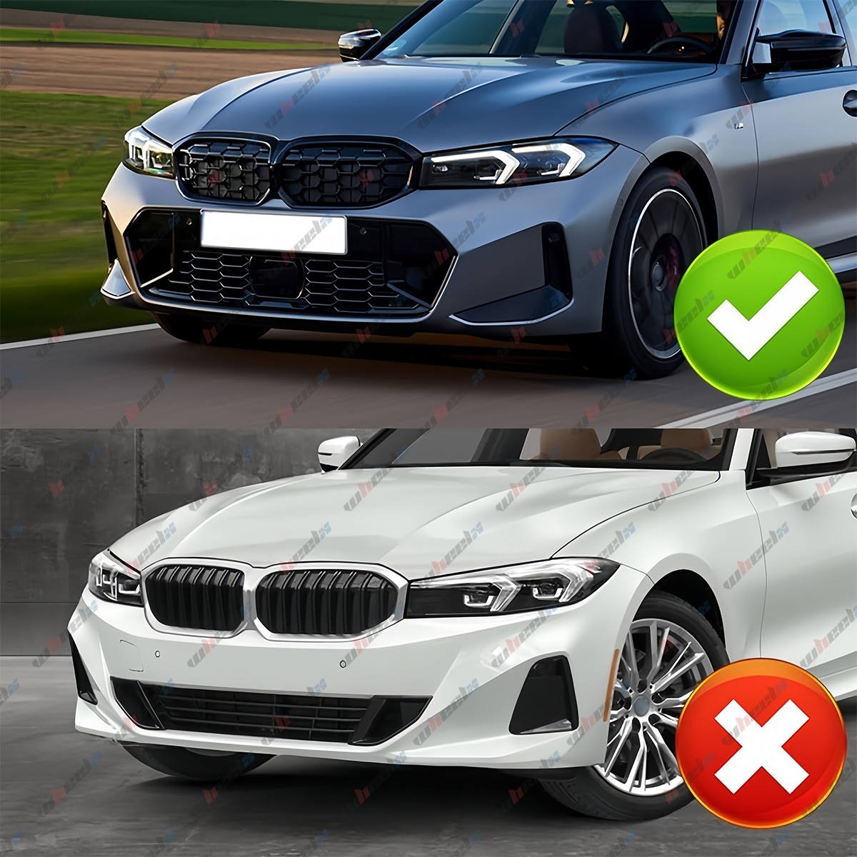 Splitter Für G20 G21 Sport 320d 330d 330e M340i 2022-2024 LCI Heckschürze Diffusor Röcke Bodykits Tuning Heckschürze Seitensplitter Diffusor(Gloss Black