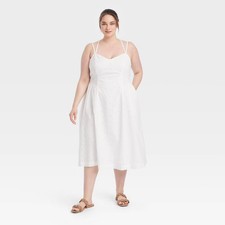 A New Day Women's Eyelet Casual Summer Dress Midi Sundress