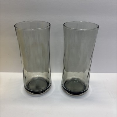 Libbey Glass Bolero Smoke Optic Swirl Vintage Coolers Pair of 16oz Tumblers