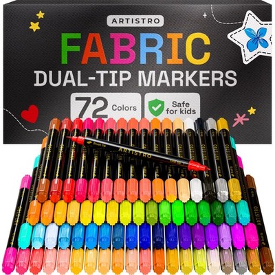 ARTISTRO 72 DualTip Fabric Markers  Fabric Decorating Kit  Permanent for Clot...