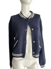 Mango Womens Navy Blue knitted Cardigan Bombe...