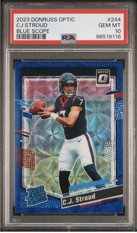 2023 Panini Donruss Optic Rated Rookie C.J. Stroud #244 Blue Scope PSA 10