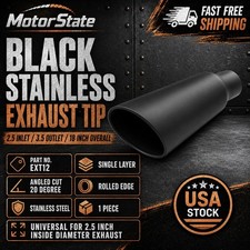 Inlet 2.5 Outlet 3.5- 18 Overall Stainless Steel Rolled Edge Exhaust Tip New Inlet 2.5 Outlet 3.5- 18 Overall Stainless Steel Rolled Edge Exhaust Tip New