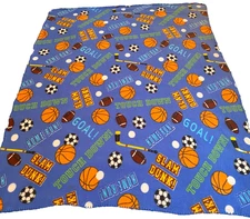 Sports Themed Lap Throw-Fleece Blanket 47" x 62"  Print soft