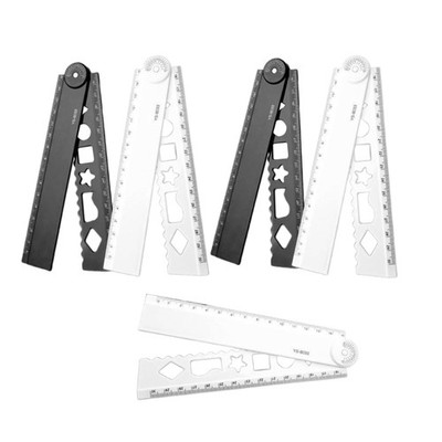 5Pieces Black White Blending Rulers Clear Scale Marking for Precisions Work