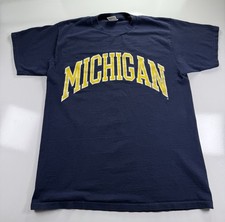 Vintage 90s Michigan Wolverines T-Shirt Mens XL Navy Blue Faded Made in USA Y2K
