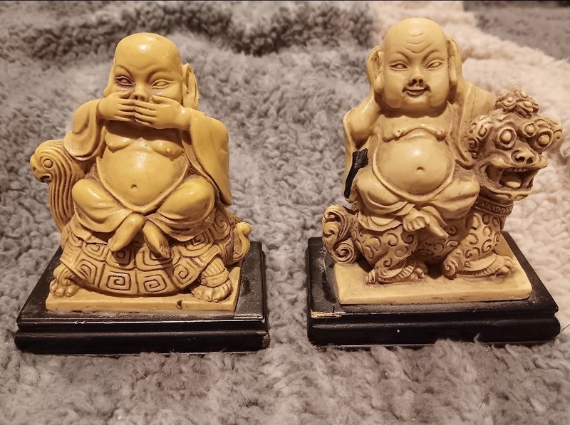 Vintage Buddha Hear/Speak No Evil Ivory Dynasty Figurines Arnart Imports 