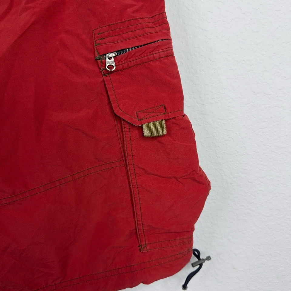 Abercrombie & Fitch Shorts Men M Red Cargo Y2K 90s Utility Paratrooper Baggy - Image 4 of 4