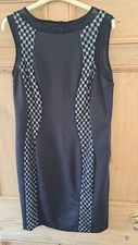 Klass black lined lace and mesh panel satin black Stunning Dress Size 14 VGC
