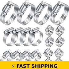 20Pcs Adjustable Stainless Steel Hose Clamps Kit 1/4-2in