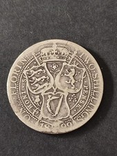 1899 UK Two 2 Shillings / One 1 Florin  .925 Silver Coin - Old Victoria - vgc