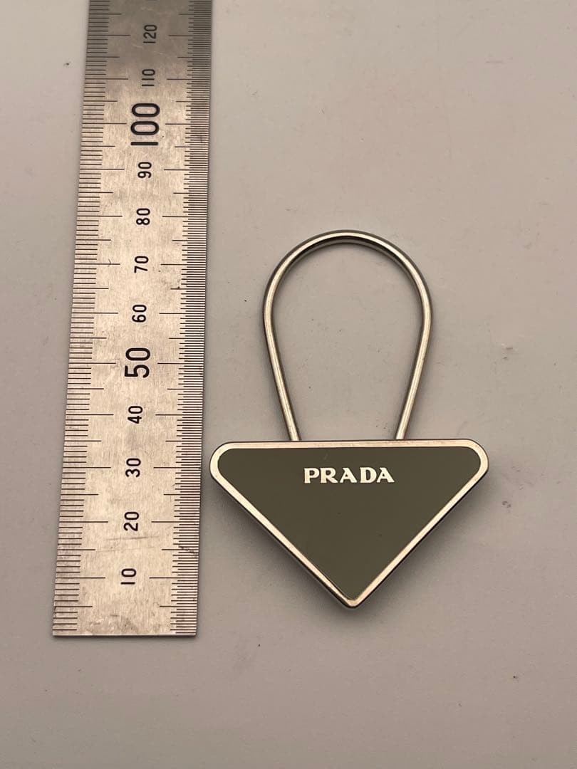 Prada Metal Key Chain Gray Triangular Shape Italy… - image 3