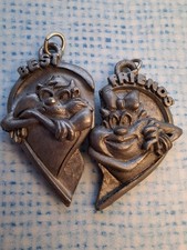 HTF 1993 Vintage Pewter Tazmanian Devil Best Friends Both Halves Pendant