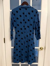 Reformation Women’s Porto Arcadia Blue Black Polka Dot Midi Dress Size 8