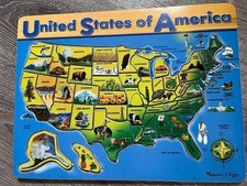 Melissa  Doug Wood Jigsaw Puzzle. United States Map. 45 Pieces