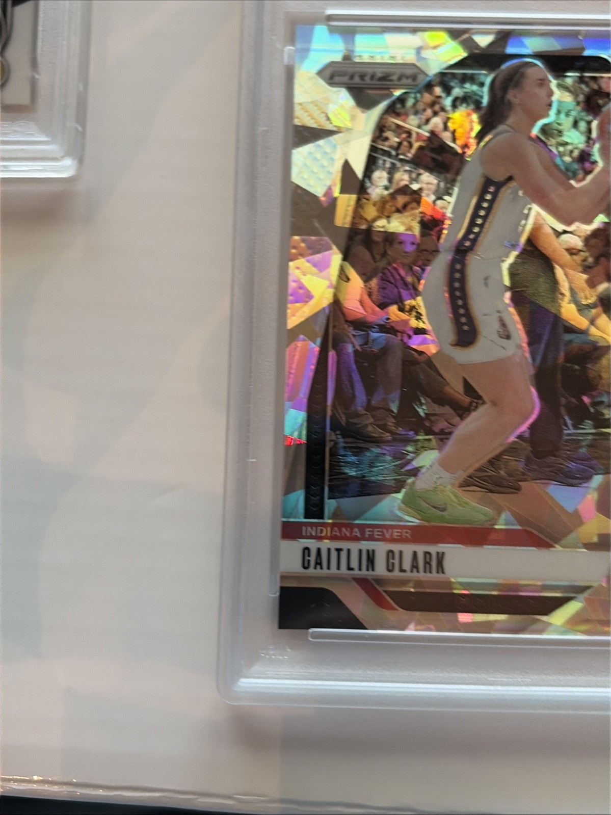 2024 Panini Prizm WNBA Caitlin Clark Rookie RC Cracked Ice Prizm Fever #22 PSA 8 view 3