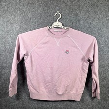 Fila Sweatshirt Women's L Pink Cotton Knit Embroidered Logo Raglan Sleeve Preppy