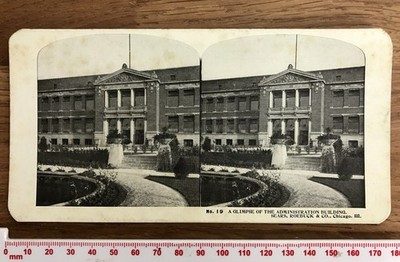 Vintage schwarzweiß gedruckt Sears Rehbock Chicago Stereoview #19 VERWALTUNGSGEBÄUDE