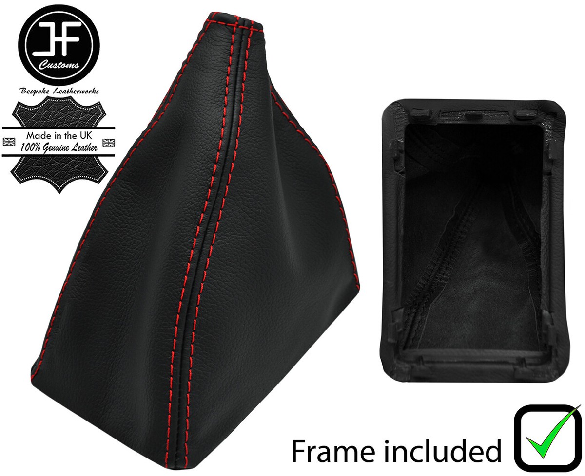 RED STITCH LEATHER SHIFT BOOT+PLASTIC FRAME FOR NISSAN